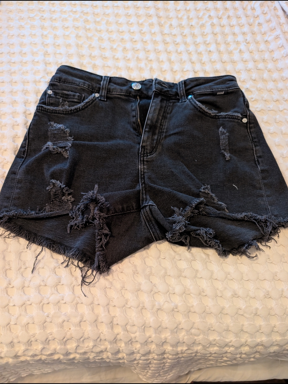 Navi Rosie High Waisted 90's Style Black Distressed High-Waist Denim Shorts